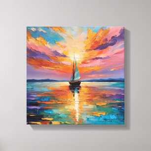 Sunset Sail on Vibrant Waters Canvas Print