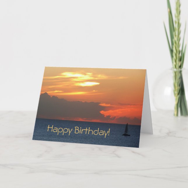 Sunset Sailboat Birthday Card (Blank Inside) (Front)