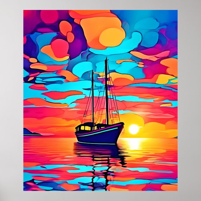 Sunset Sailboat Dreamscape Poster (Front)