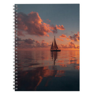 Sunset Sailboat Ocean Reflection Art Notebook