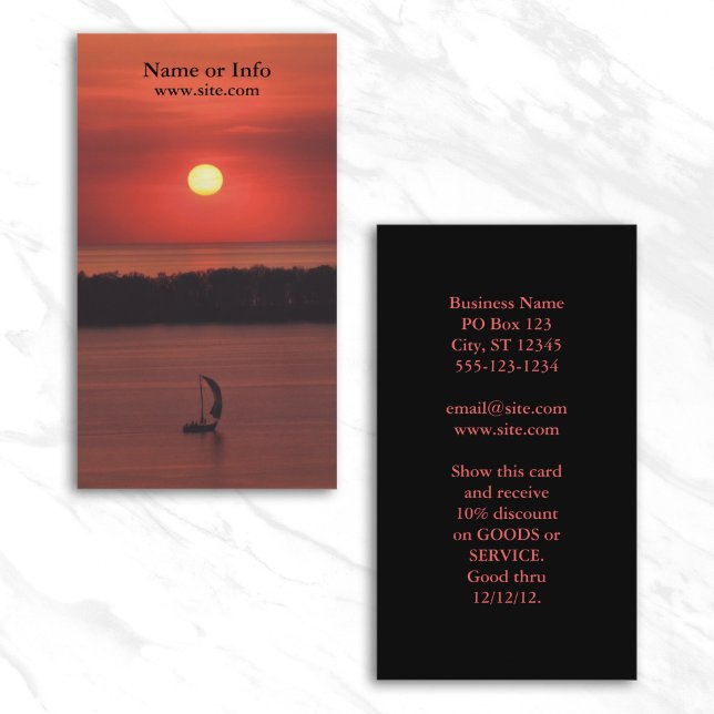 Sunset Sailboat Photo Business Card (Sunset Sailboat Photo Business Card)