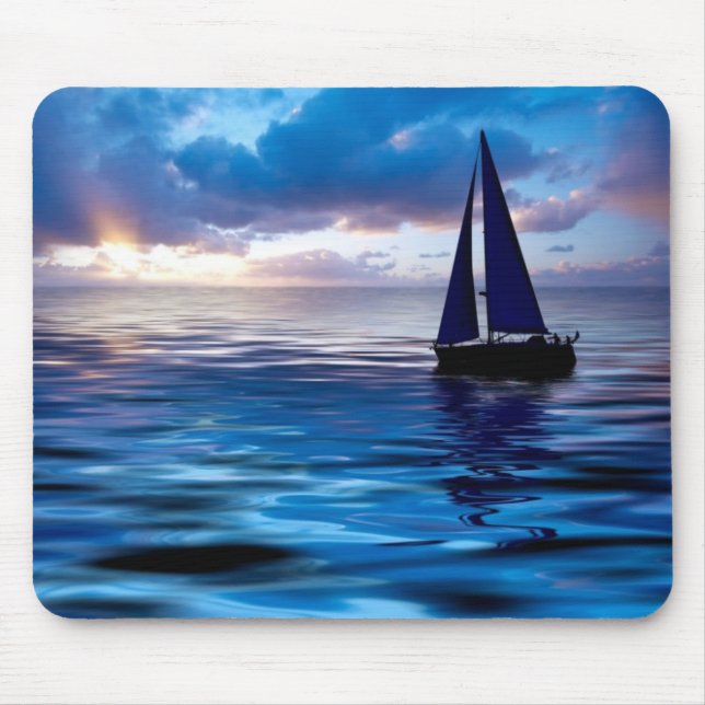 Sunset Sailboat Sailing in the Ocean Mousepad (Front)