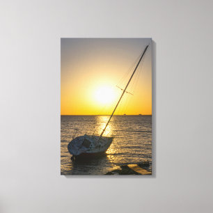 Sunset Sailboat Shipwreck Gulf Breeze FL Canvas Print