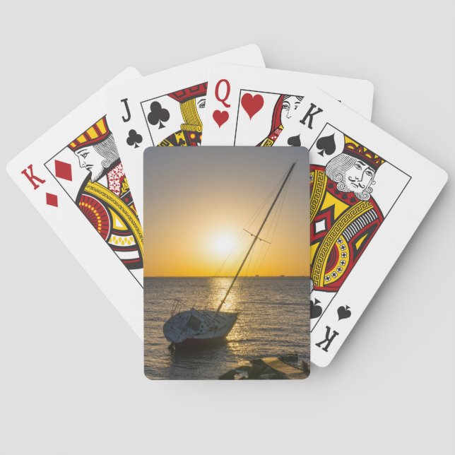 Sunset Sailboat Shipwreck Gulf Breeze FL Cards (Back)