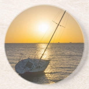 Sunset Sailboat Shipwreck Gulf Breeze FL Coaster