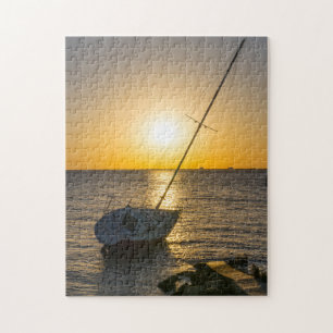 Sunset Sailboat Shipwreck Gulf Breeze FL Puzzle
