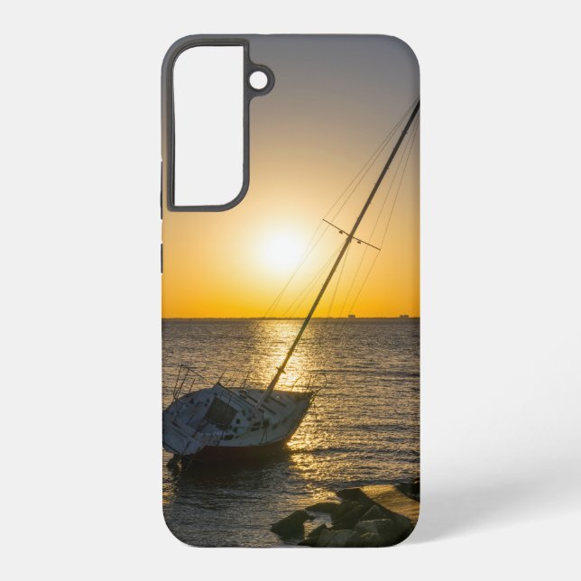 Sunset Sailboat Shipwreck Gulf Breeze FL Samsung Galaxy S22+ Case (Back)