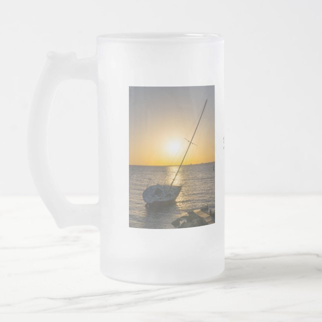 Sunset Sailboat Shipwreck Gulf Breeze Frosted Mug (Left)