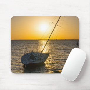 Sunset Sailboat Shipwreck Gulf Breeze Mouse Pad