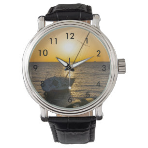 Sunset Sailboat Shipwreck Gulf Breeze Wrist Watch