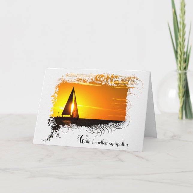 Sunset Sailboat Sympathy  Card (Front)