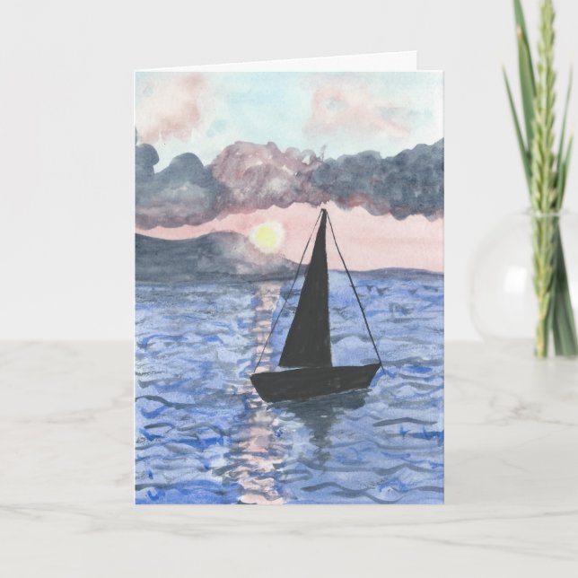 Sunset Sailboat Sympathy Card (Front)