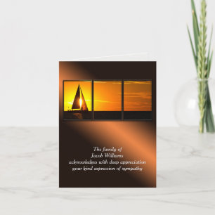 Sunset Sailboat Sympathy Thank You from Family Card