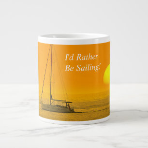 Sunset Sailing Boat, DIY message or Name Large Coffee Mug