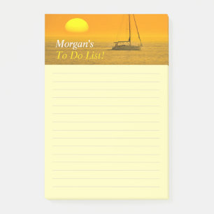 Sunset Sailing Boat, DIY Name Message, Ruled Lines Post-it Notes