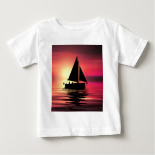 Sunset, Sailing Boat in The Sea-39186 Baby T-Shirt