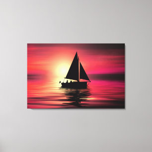 Sunset, Sailing Boat in The Sea-39186 Canvas Print