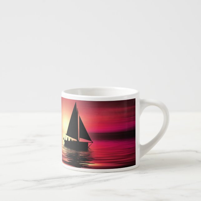 Sunset, Sailing Boat in The Sea-39186 Espresso Cup (Right)