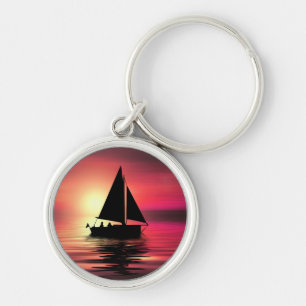 Sunset, Sailing Boat in The Sea-39186 Key Ring