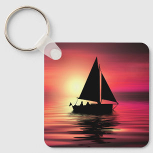 Sunset, Sailing Boat in The Sea-39186 Key Ring