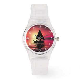 Sunset, Sailing Boat in The Sea-39186 Watch