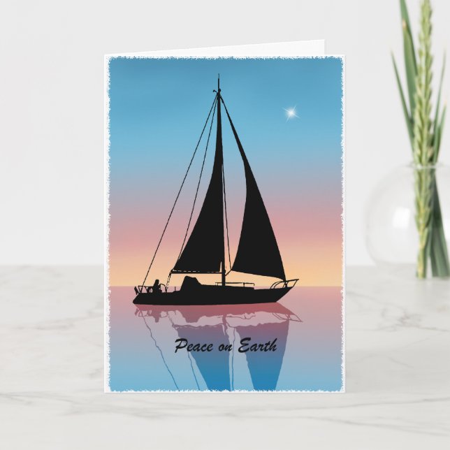 Sunset Sails with Holiday Lights Card (Front)