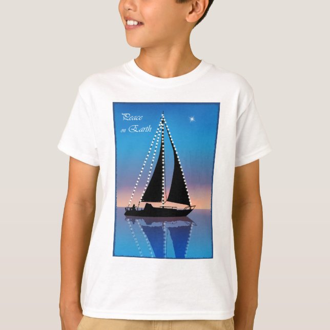 Sunset Sails with Holiday Lights T-Shirt (Front)