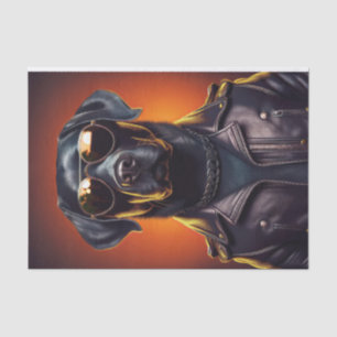 Sunset Sam, Biker Black Lab in Leather Jacket Tissue Paper