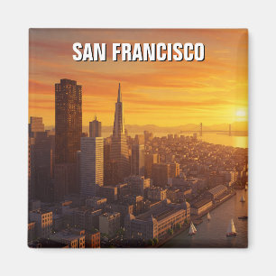 Sunset San Francisco Skyline California Travel Magnet
