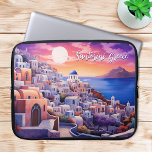 Sunset Santorini Island Illustration | Travel Art Laptop Sleeve<br><div class="desc">Sunset Santorini Island Illustration | Travel Art laptop sleeve.</div>