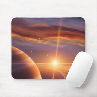 Sunset Saturn Rings Cosmic Space Art Mouse Mat