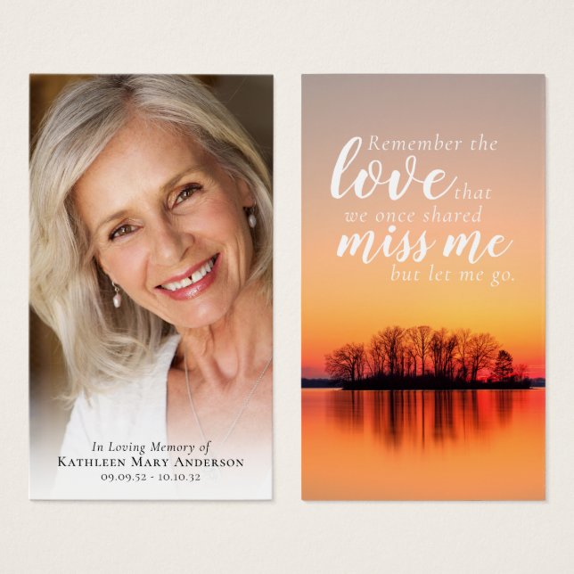 Sunset Saying Photo Memorial Prayer Card (Front & Back)