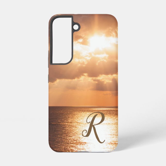 Sunset Scene Custom Monogram Samsung Galaxy S22 Case (Back)