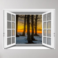 Sunset Scene Fake Window View 3D