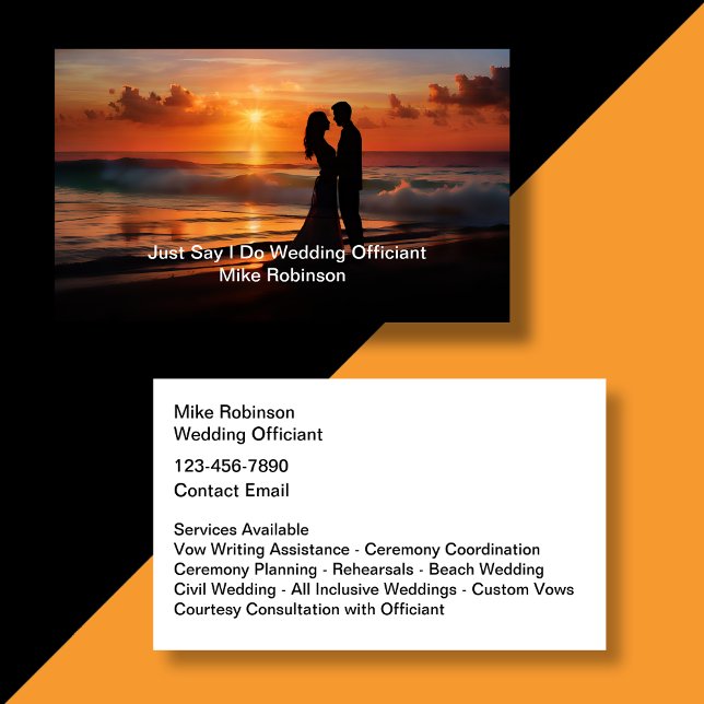 Sunset Scenic Wedding Officiant Business Cards (wedding officiant)