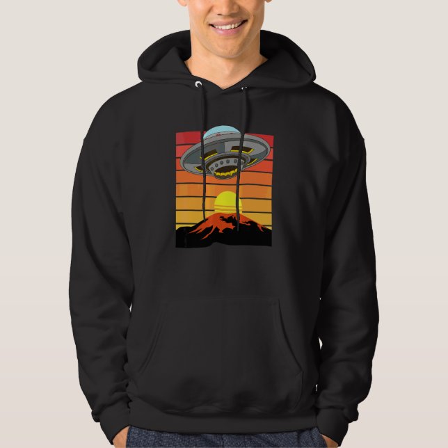 Sunset Sci Fi Alien Unidentified Flying Object Mou Hoodie (Front)