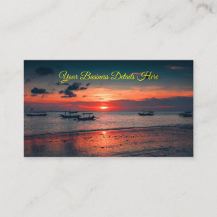 Sunset Sea Boat Shore Business Card