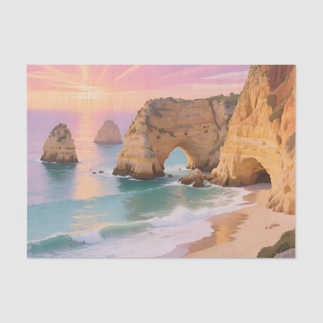 Sunset Sea Caves Paradise Tissue Paper (Front)