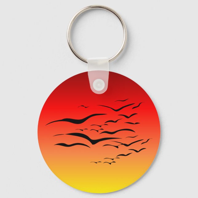 Sunset Sea Gulls Keychain (Front)