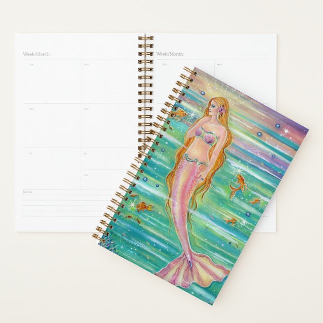 Sunset sea mermaid daily planner by Renee Lavoie (Display)