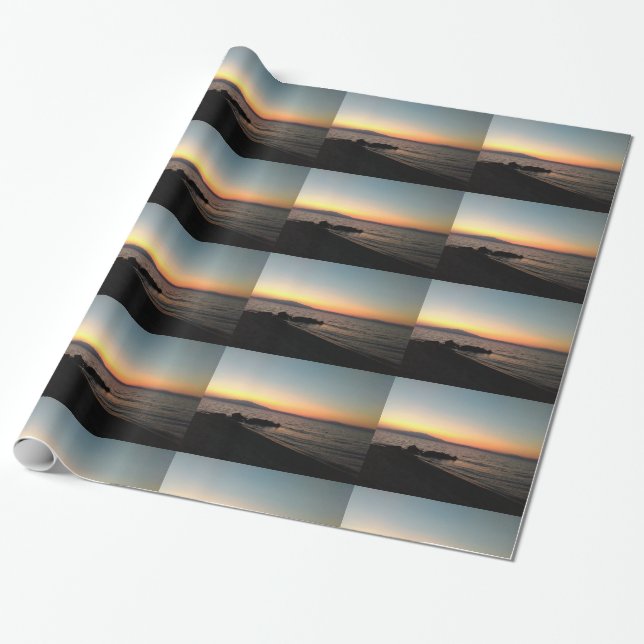 Sunset Sea Photo Glossy Wrapping Paper (Unrolled)