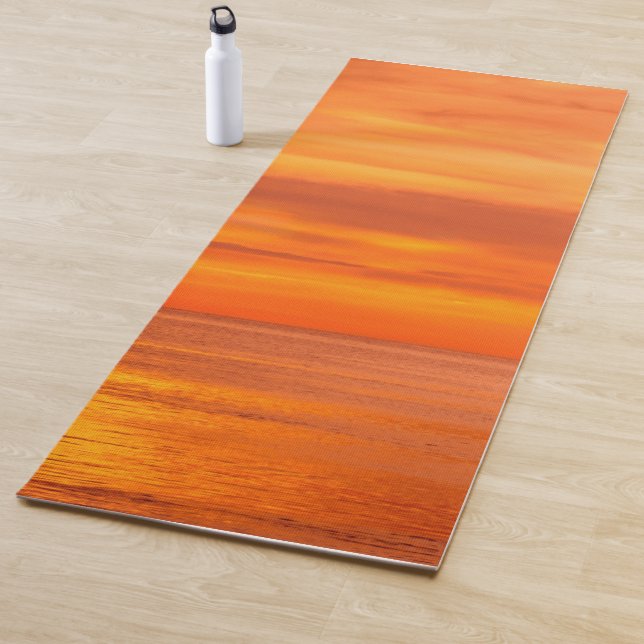 Sunset Sea Sky Clouds Creative Red Orange Template Yoga Mat (In Situ)