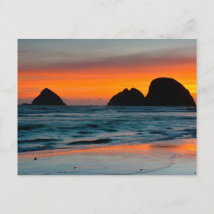 Sunset, Sea Stacks, Oceanside, Oregon, USA Postcard