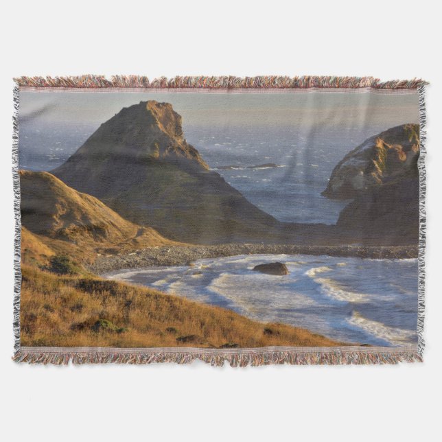 Sunset, Sea Stacks, Sisters, Oregon Coast Throw Blanket (Front)