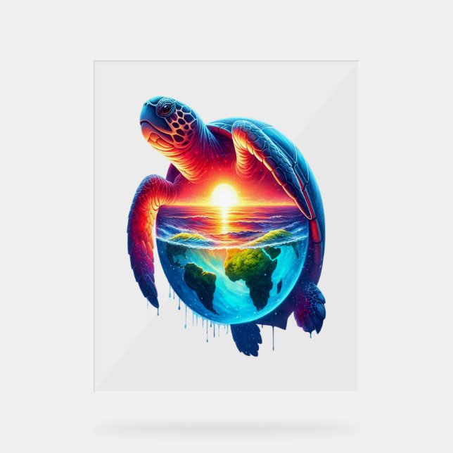 Sunset Sea Turtle Acrylic Sign (Front)