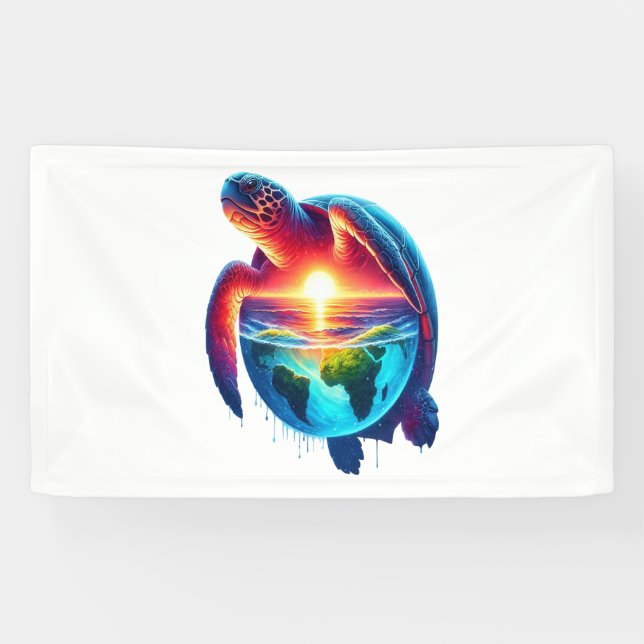 Sunset Sea Turtle Banner (Horizontal)