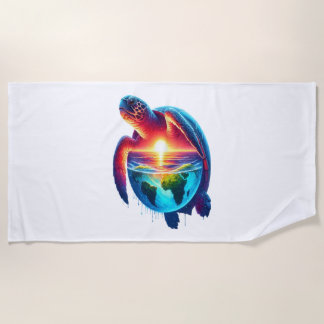 Sunset Sea Turtle Beach Towel