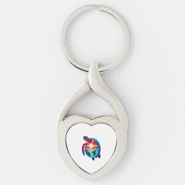 Sunset Sea Turtle Key Ring (Front)