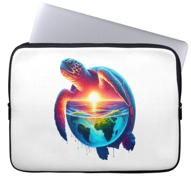 Sunset Sea Turtle Laptop Sleeve (Front)