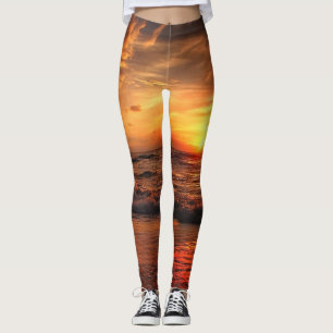 Sunset Sea Waves Leggings